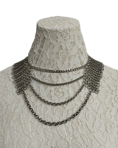 The Theia Chainmail Collar Necklace in Stainless Steel