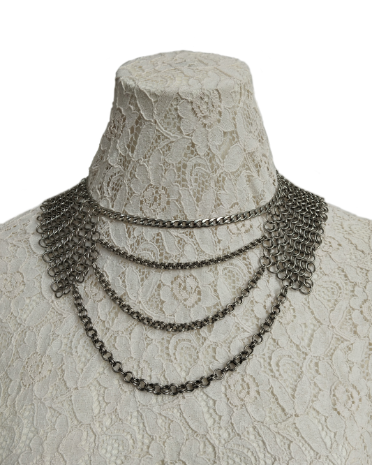 The Theia Chainmail Collar Necklace in Stainless Steel