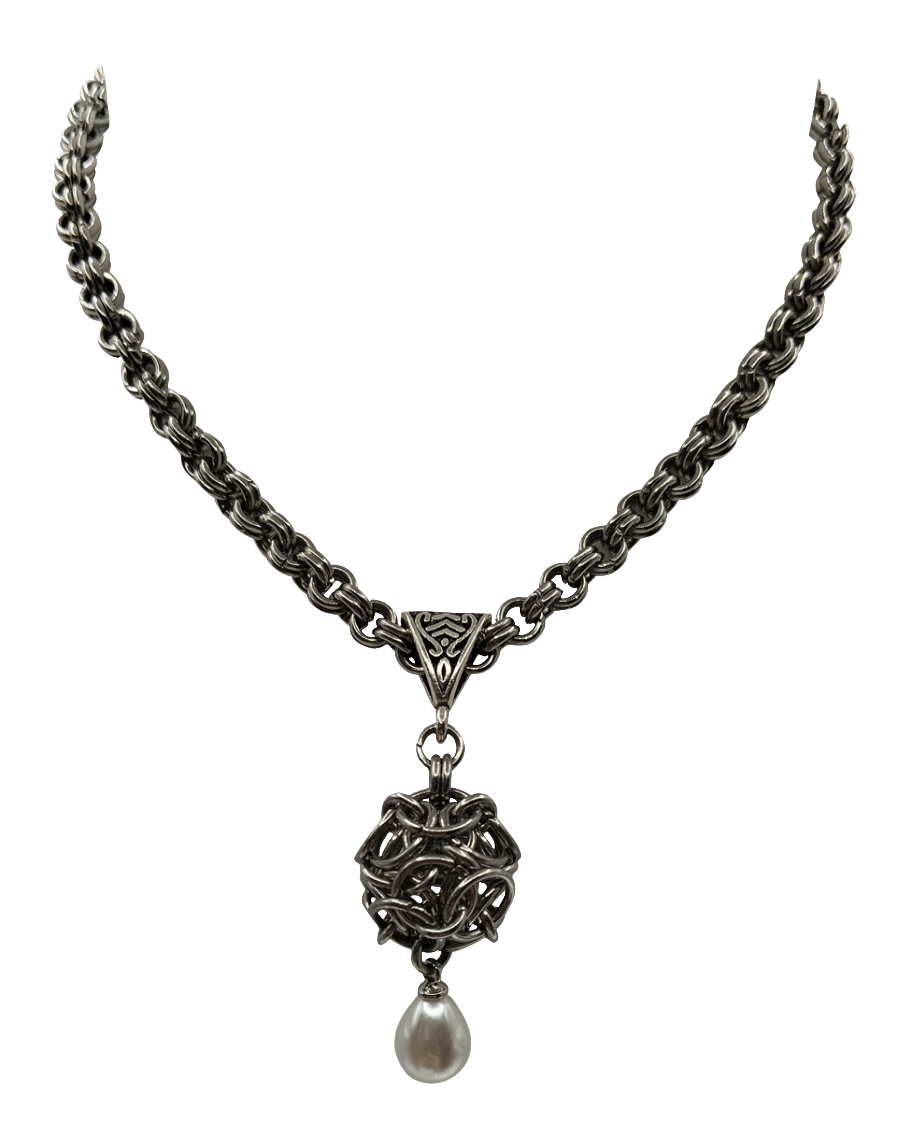 The Dragon’s Egg Chainmail Pendant Necklace in Stainless Steel
