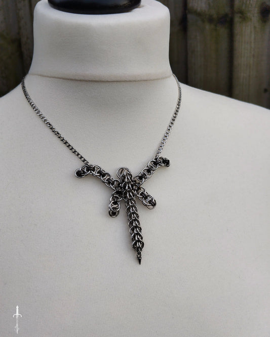 The Chainmail Dragonfly Necklace in Stainless Steel