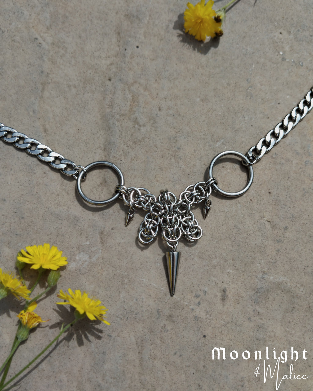The Mariposa Chainmail Choker Necklace in Stainless Steel