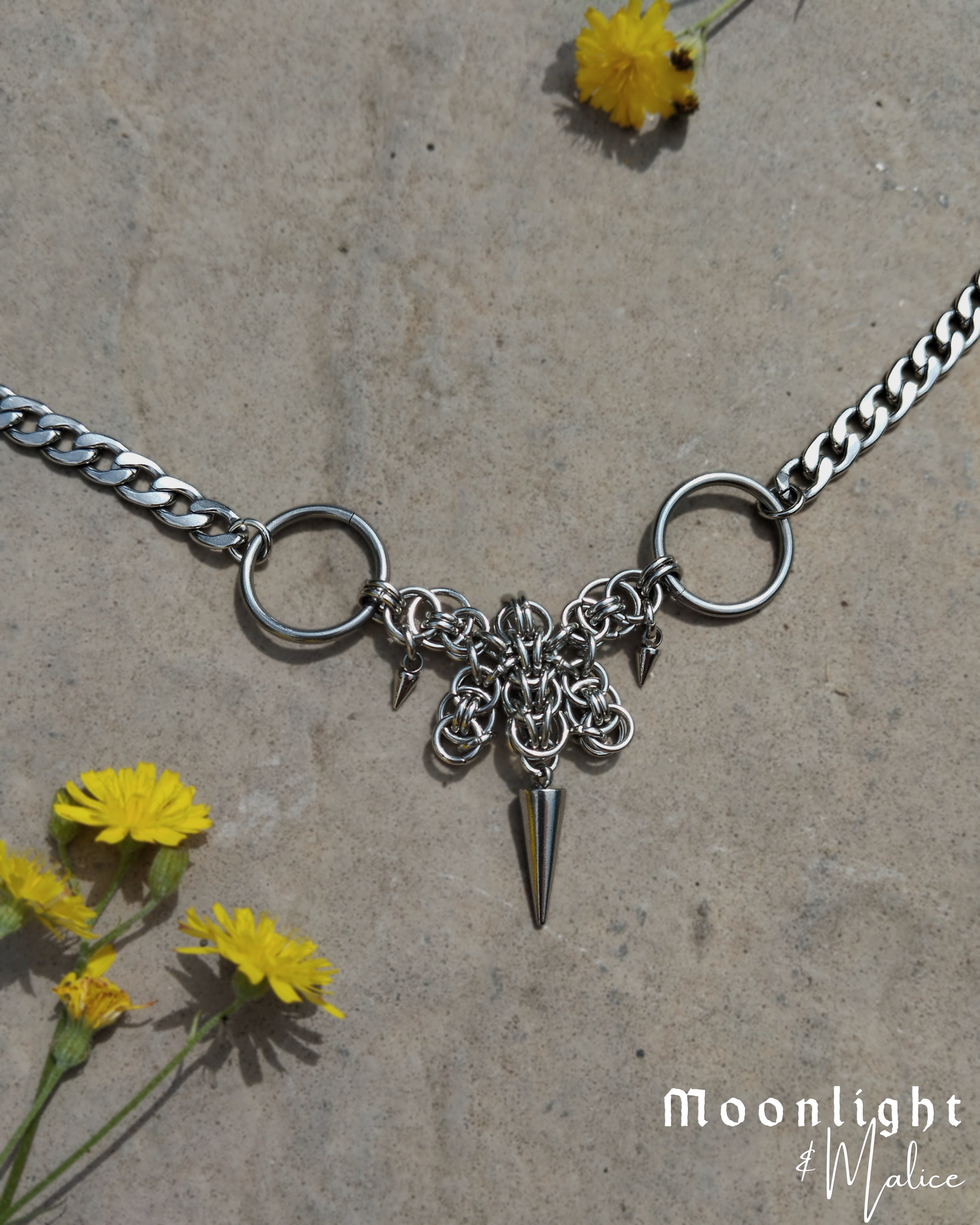 The Mariposa Chainmail Choker Necklace in Stainless Steel