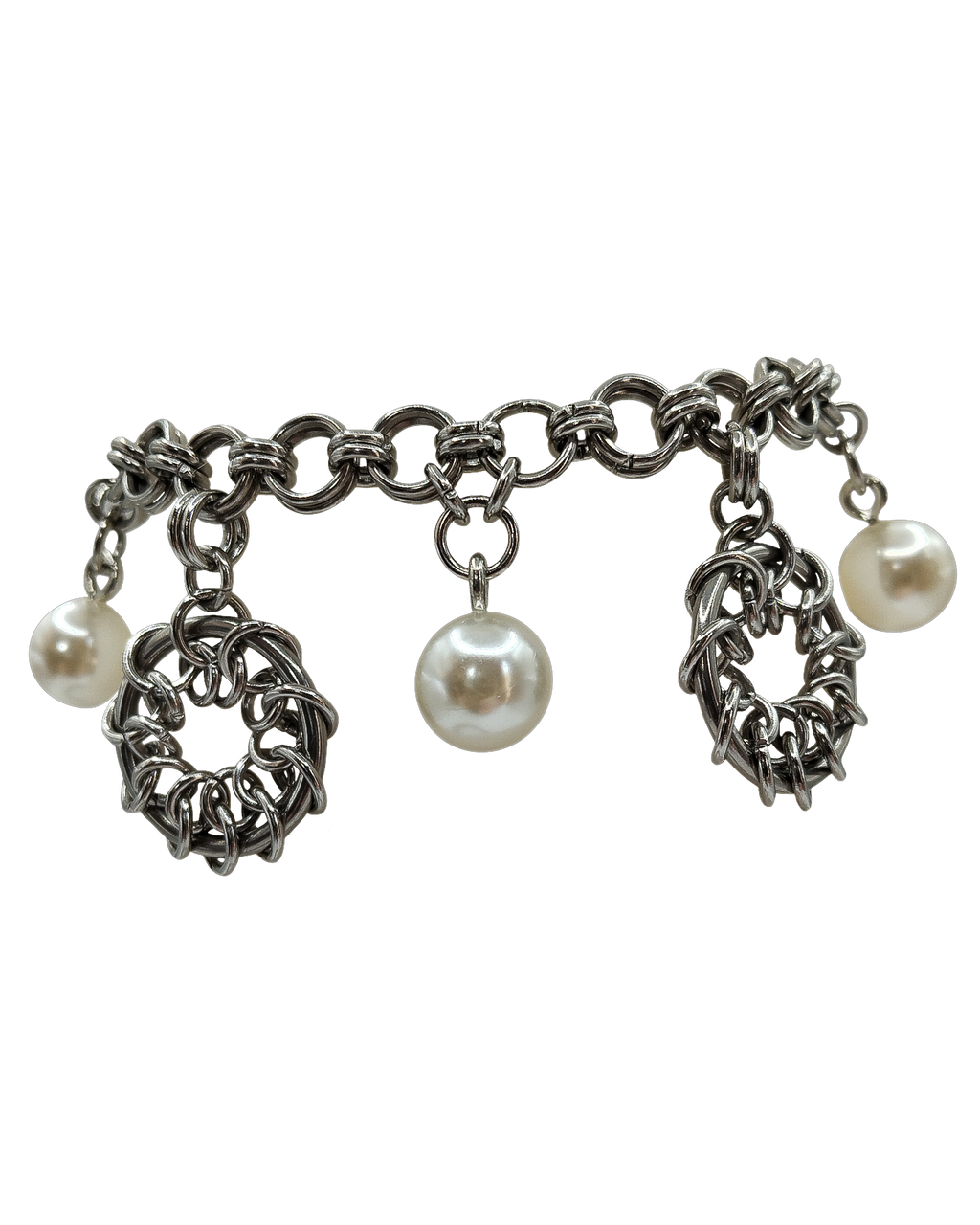 The Oneiroi Chainmail Charm Bracelet in Stainless Steel