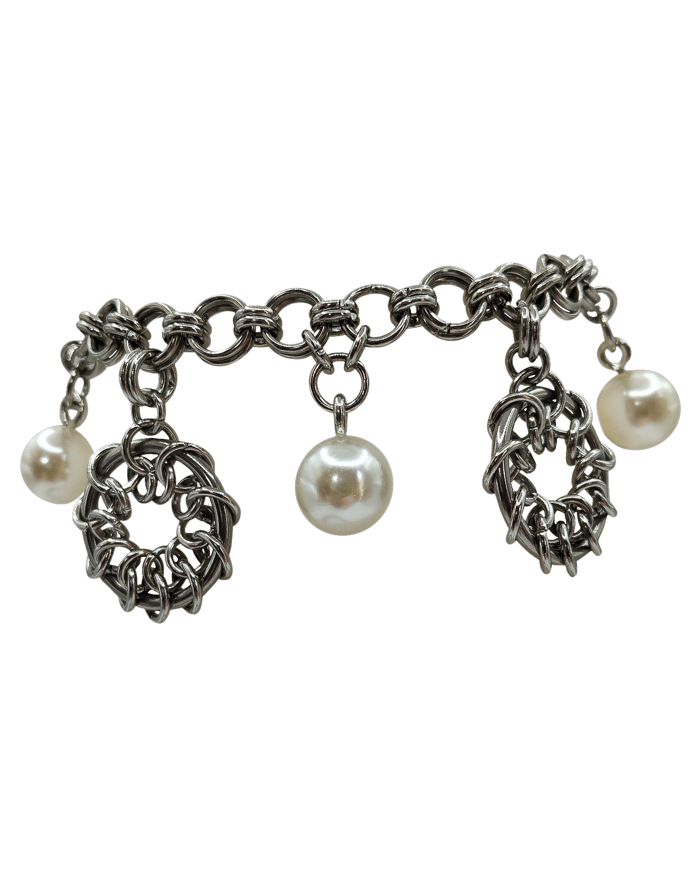 The Oneiroi Chainmail Charm Bracelet in Stainless Steel