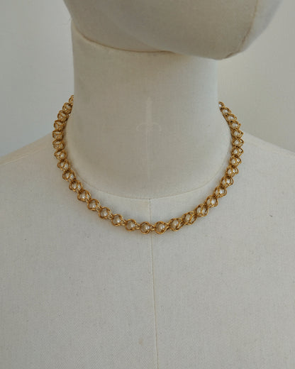 One of a Kind - Pearl Captive Chainmail Necklace in Gold Plate