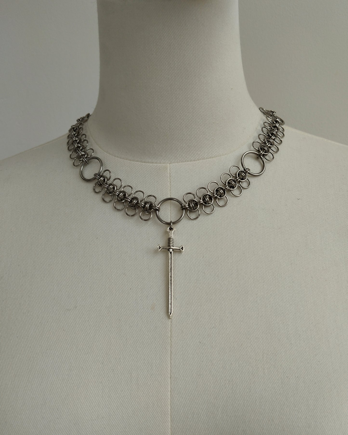 One of a Kind - The Chainmail Sword Necklace in Stainless Steel