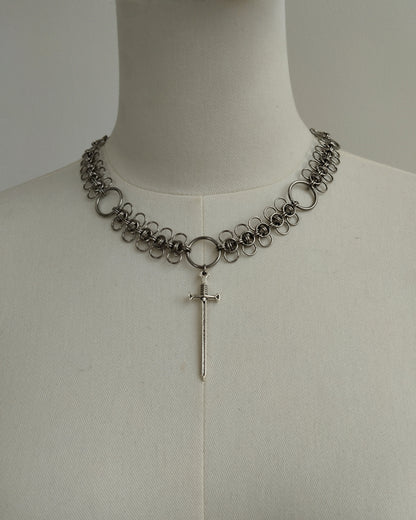 One of a Kind - The Chainmail Sword Necklace in Stainless Steel