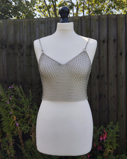 The Chainmail Corseted Camisole Top in Stainless Steel