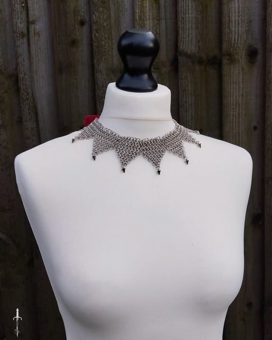 The Chainmail Jester Collar Necklace in Stainless Steel