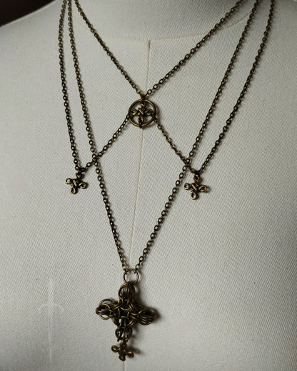 One of a Kind - The Trio Guild Necklace in Antique Bronze