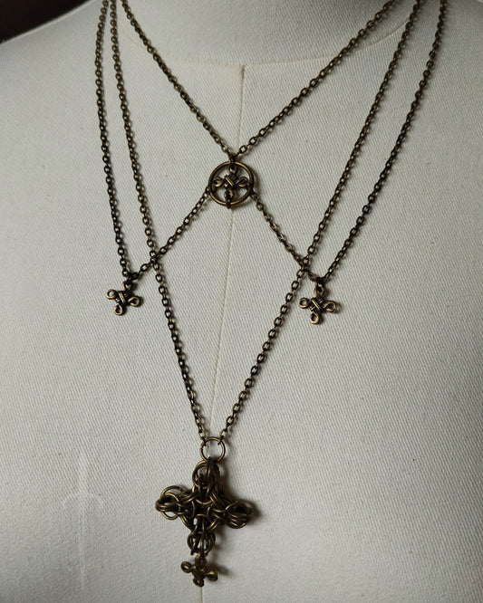 One of a Kind - The Trio Guild Necklace in Antique Bronze