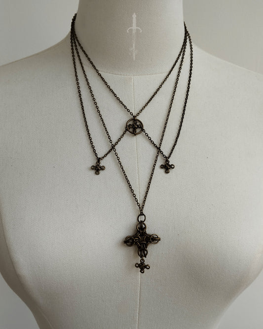 One of a Kind - The Trio Guild Necklace in Antique Bronze