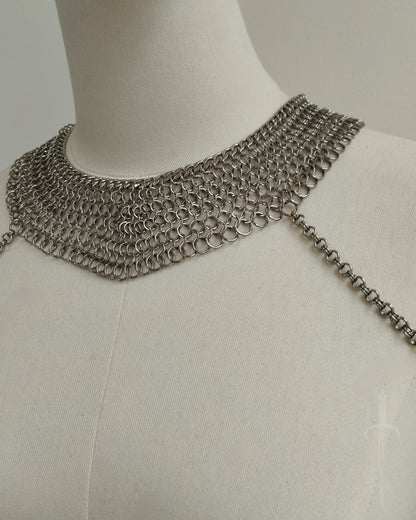 One of a Kind - The Warrior Chainmail Necklace with Shoulder Chains in Stainless Steel