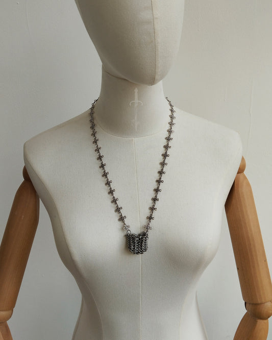 One of a Kind - The Miniature Chainmail Pouch Necklace in Stainless Steel