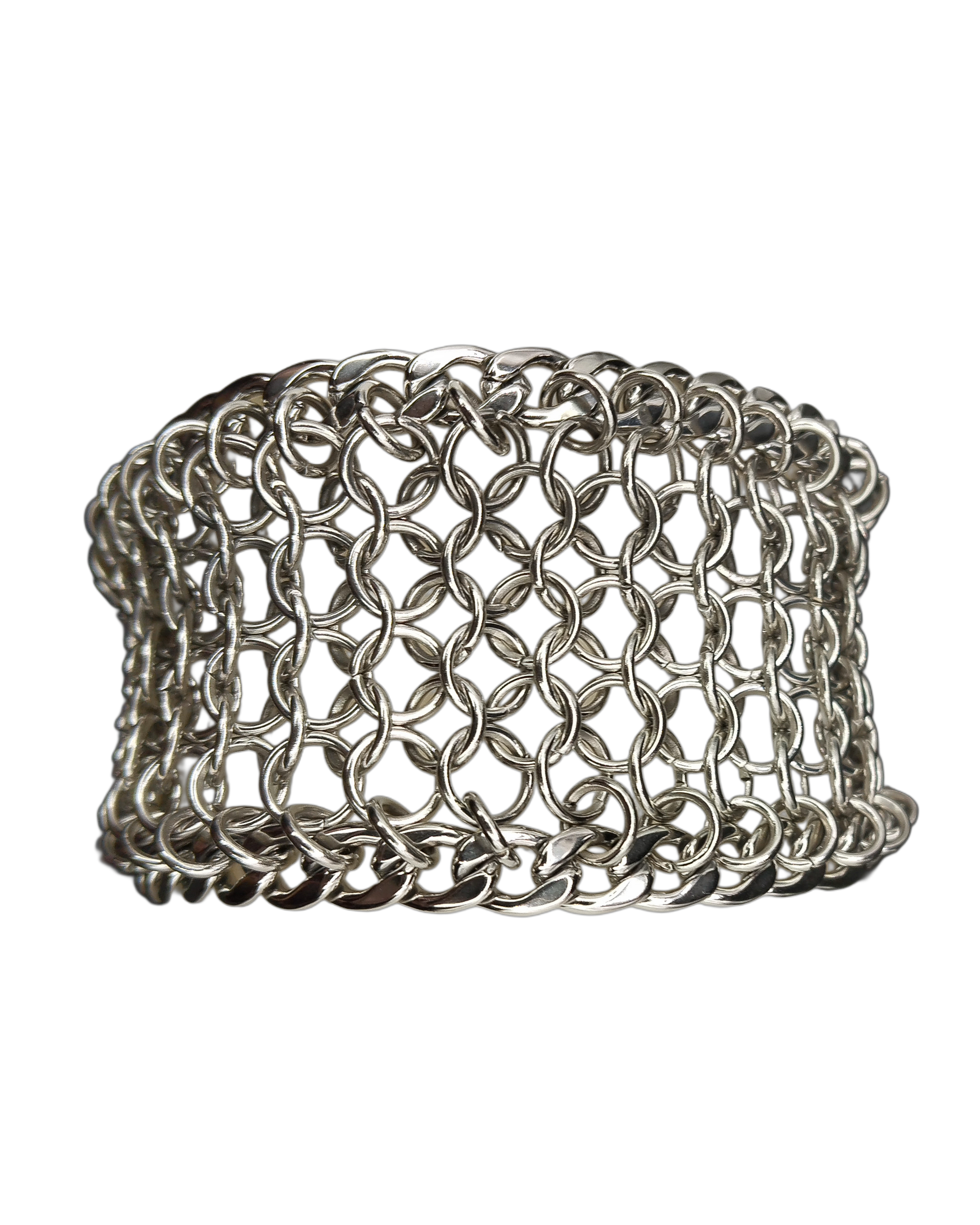 The Chainmail Cuff Bracelet in Stainless Steel