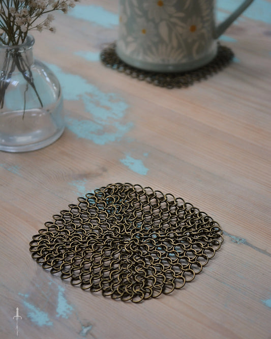 Antique Bronze Chainmail Coasters Pack of 2 The Moonlight and Malice Shop