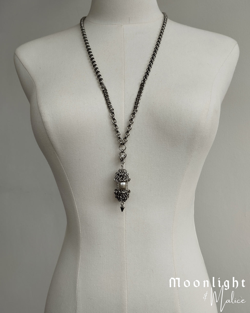 The Angel’s Egg Chainmail Pendant Necklace in Stainless Steel