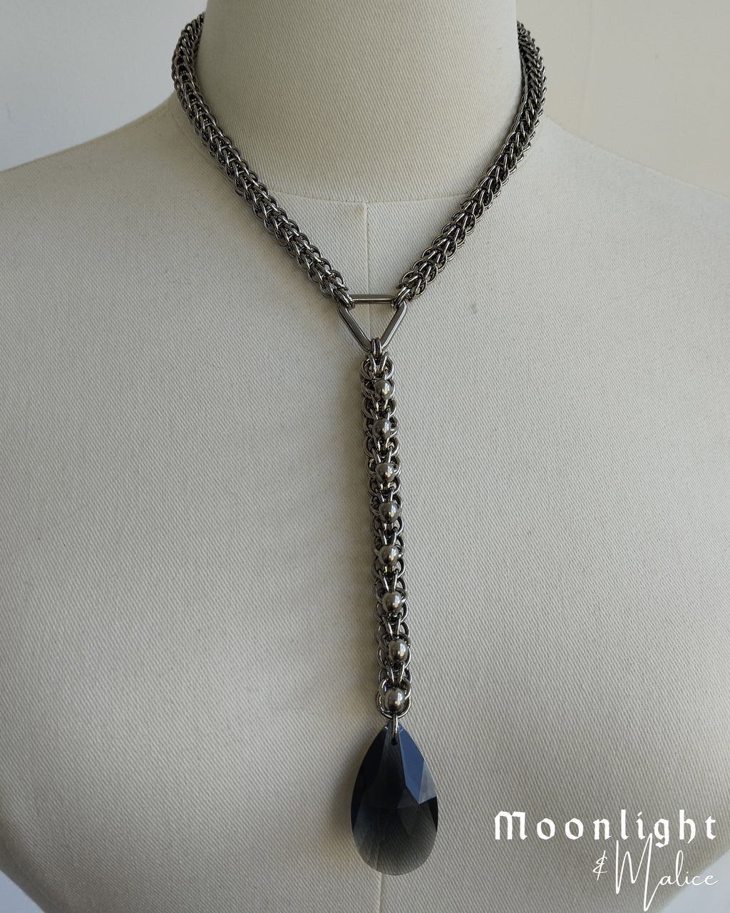 The Lenore Chainmail Pendant Necklace in Stainless Steel