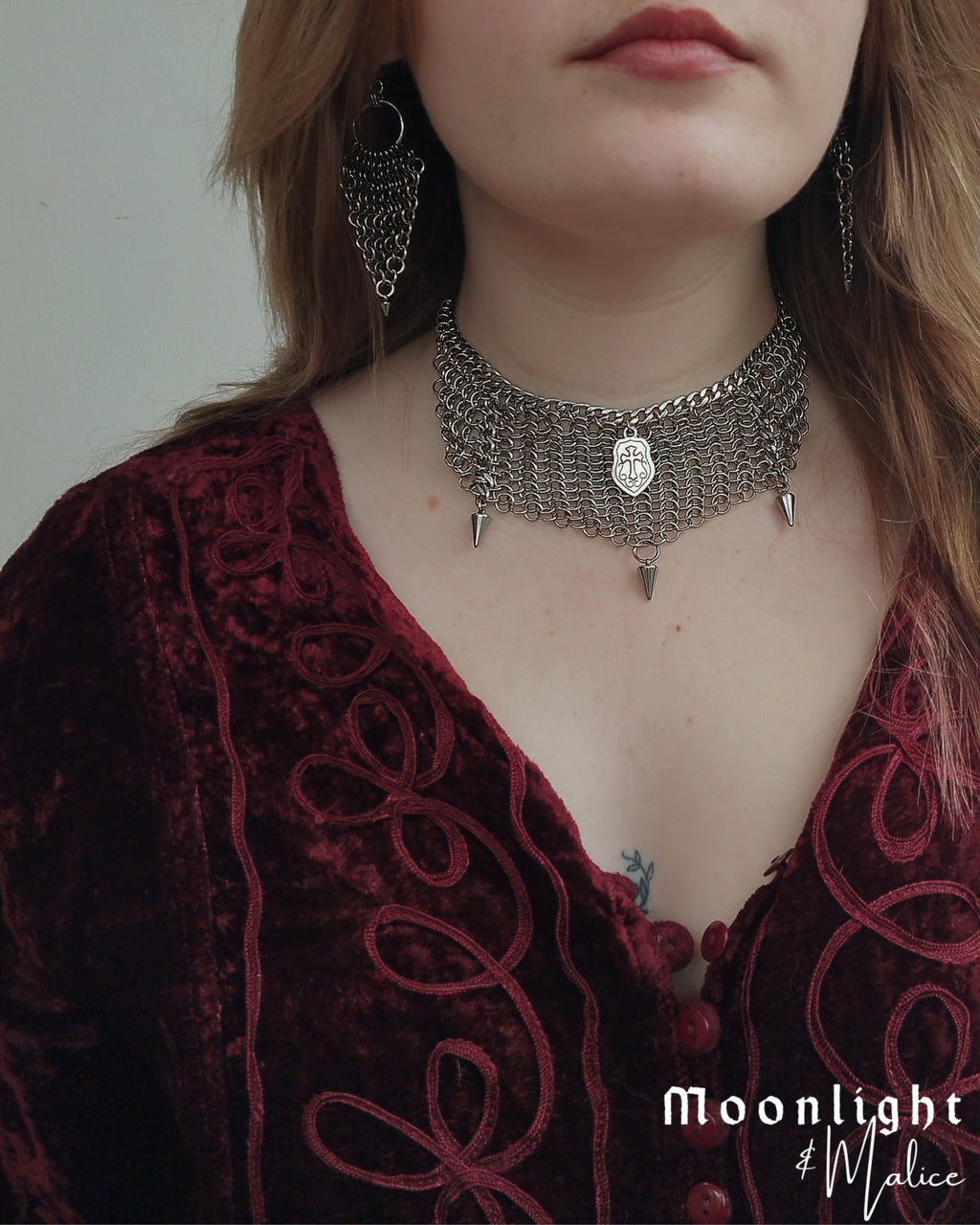 The Astrid Armour Chainmail Choker Necklace in Stainless Steel