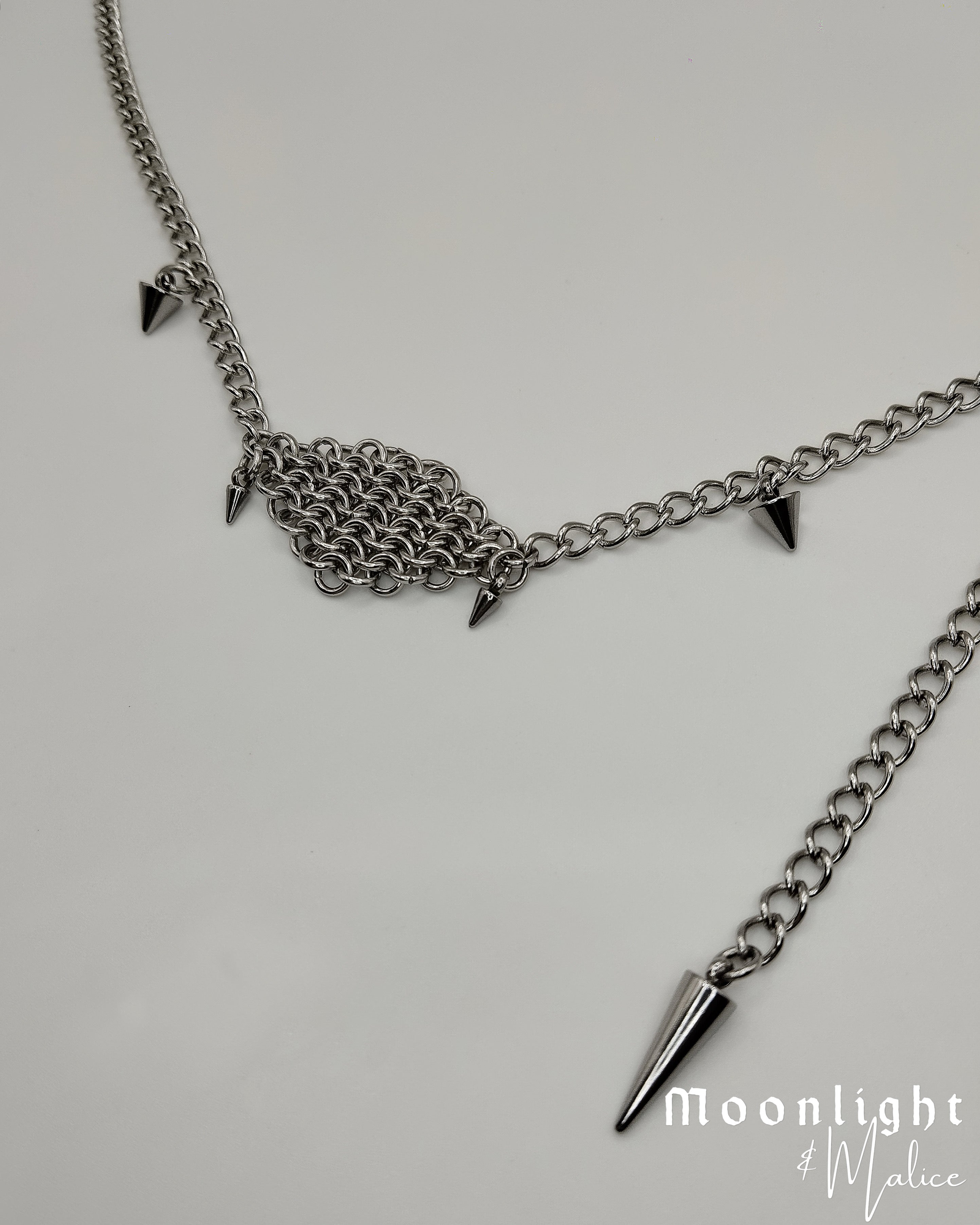 The Janna Chainmail Face Chain in Stainless Steel