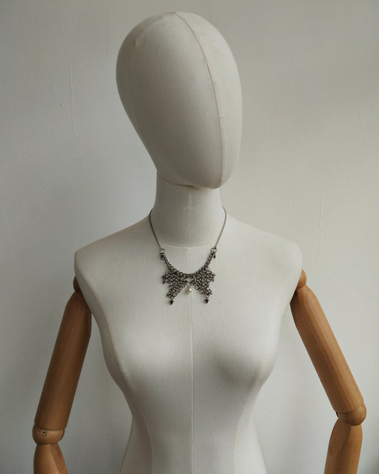 The Dark Bramble Chainmail Winged Necklace in Stainless Steel