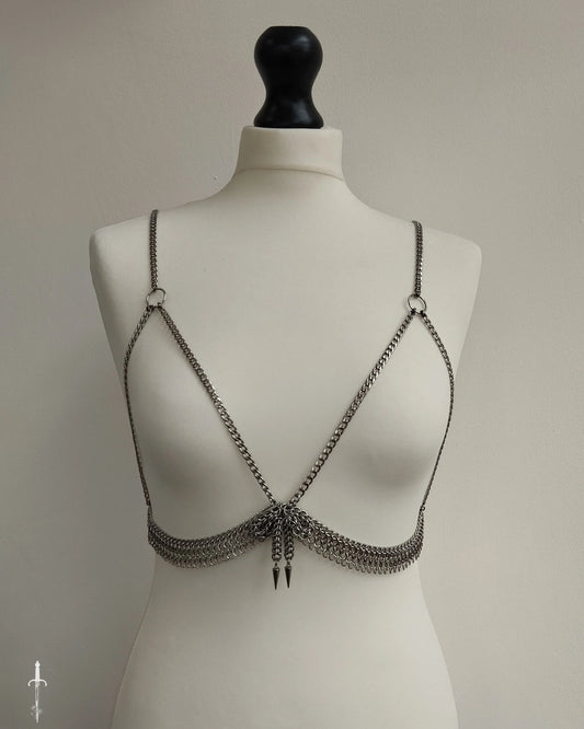 The Bow Chainmail Bralet in Stainless Steel