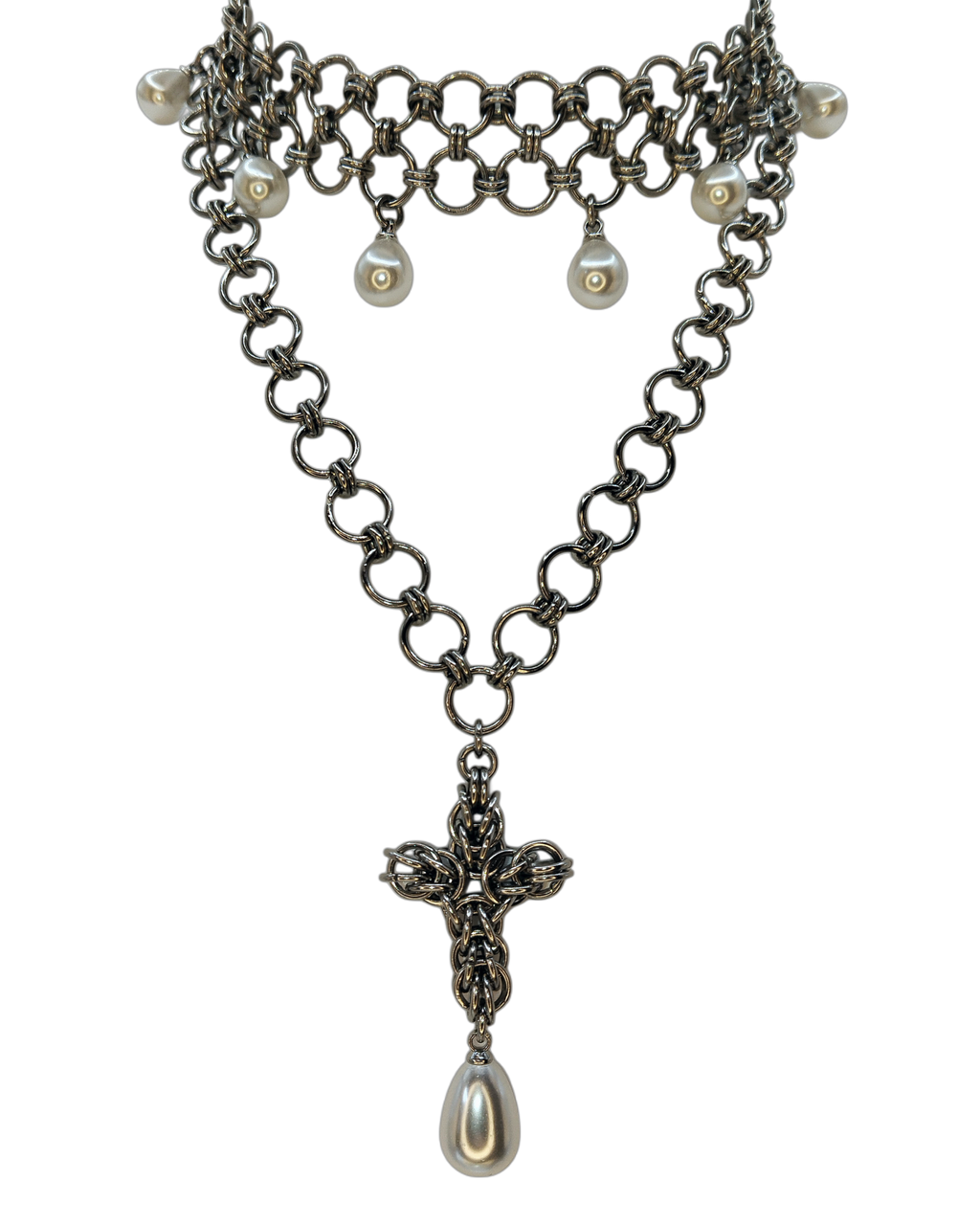 The Wishbone Chainmail Choker Necklace - One of a Kind