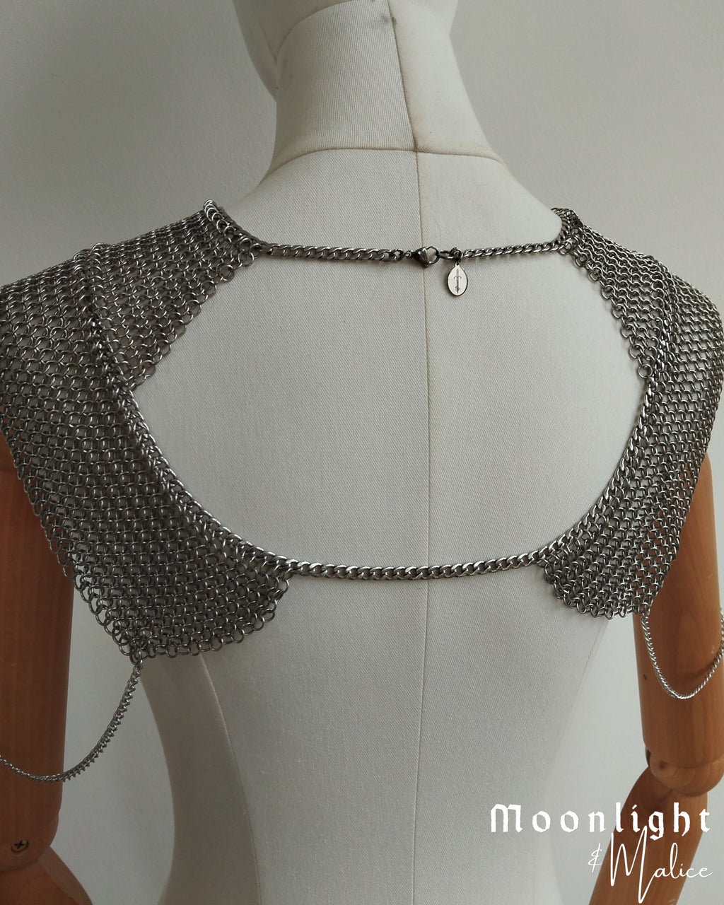 The Raina Chainmail Pauldron Piece in Stainless Steel