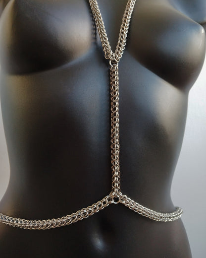 The Body Chainmail Harness in Stainless Steel