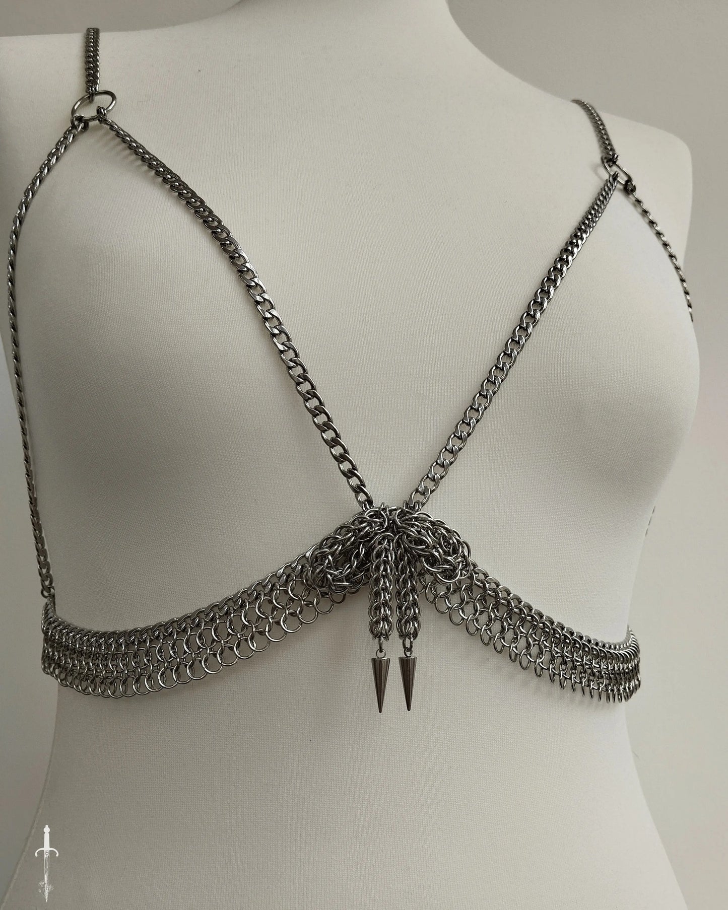 The Bow Chainmail Bralet in Stainless Steel