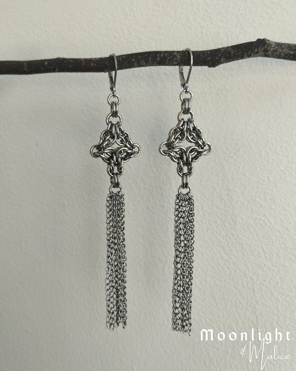 The Alder Chainmail Earrings in Stainless Steel