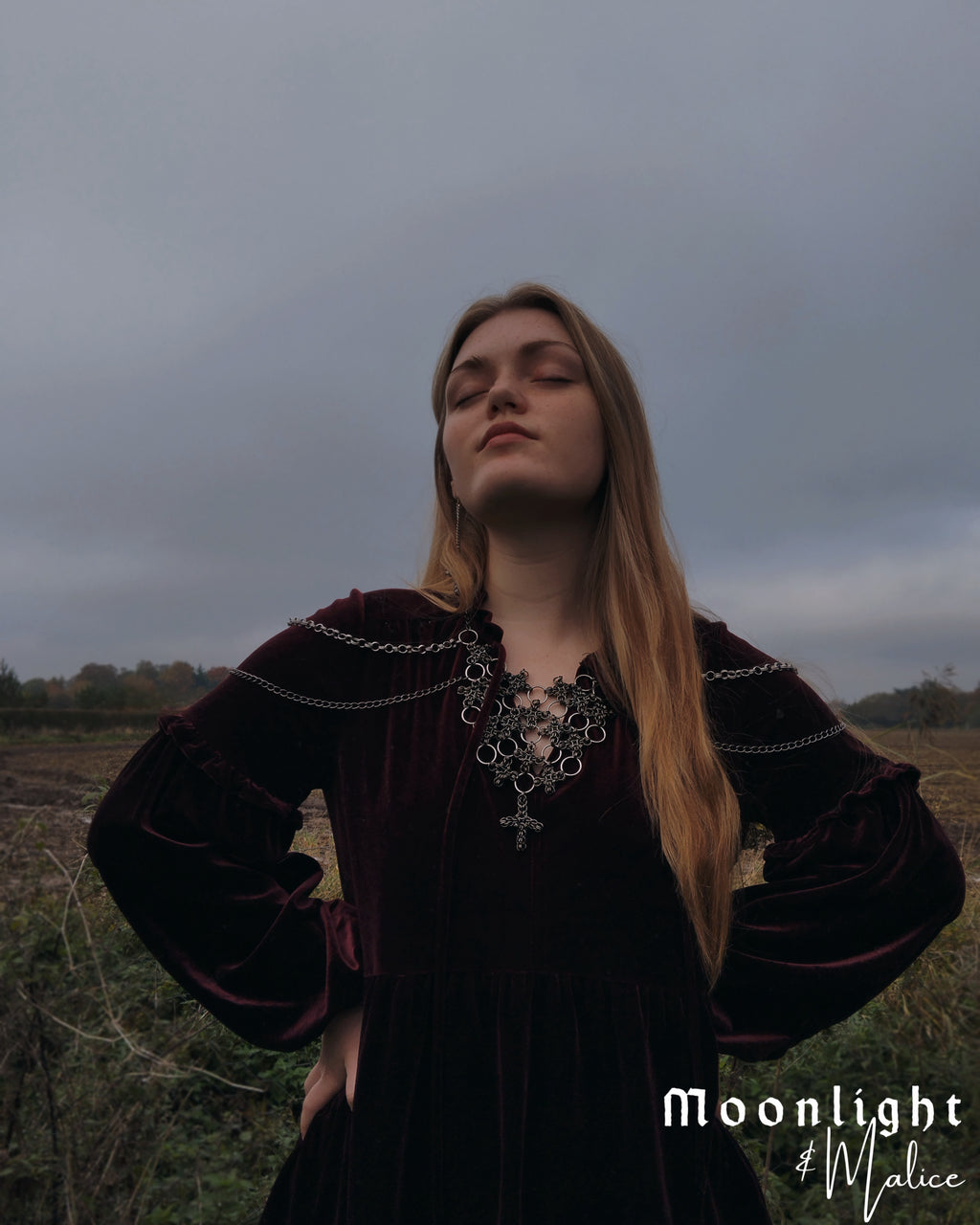 The Ayla Collar Statement Chainmail Piece in Gun Metal Black