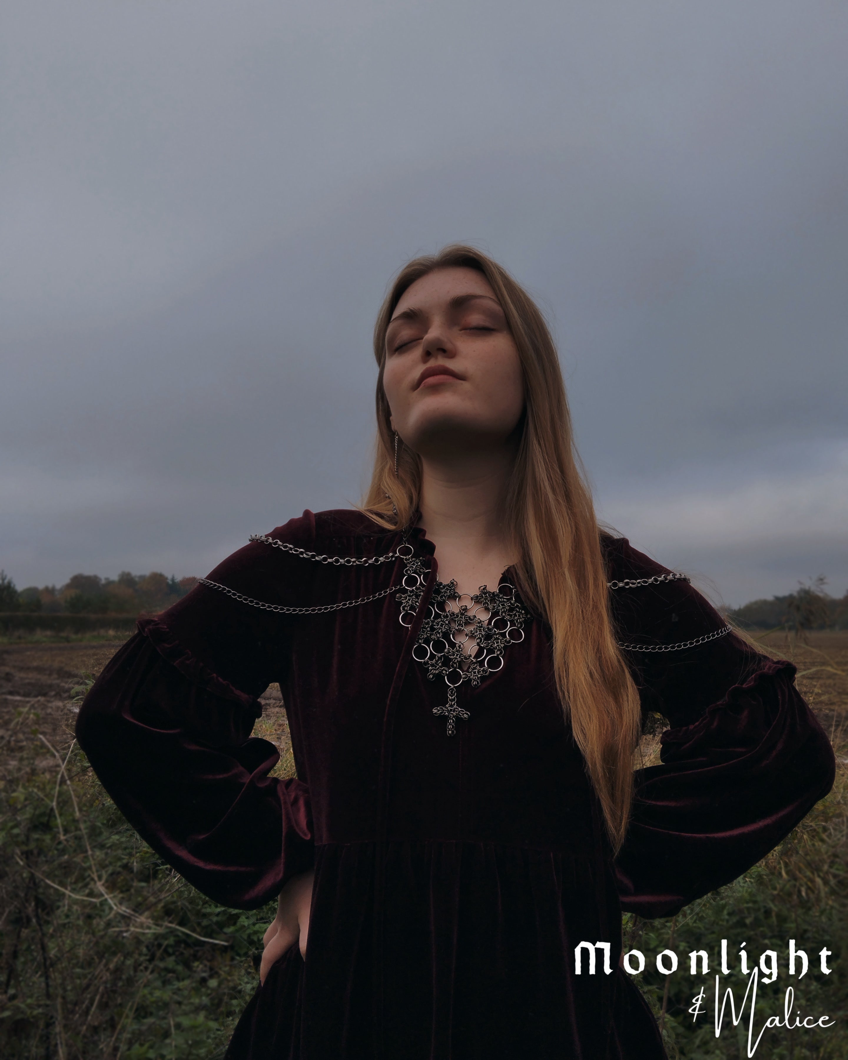 The Ayla Collar Statement Chainmail Piece in Gun Metal Black