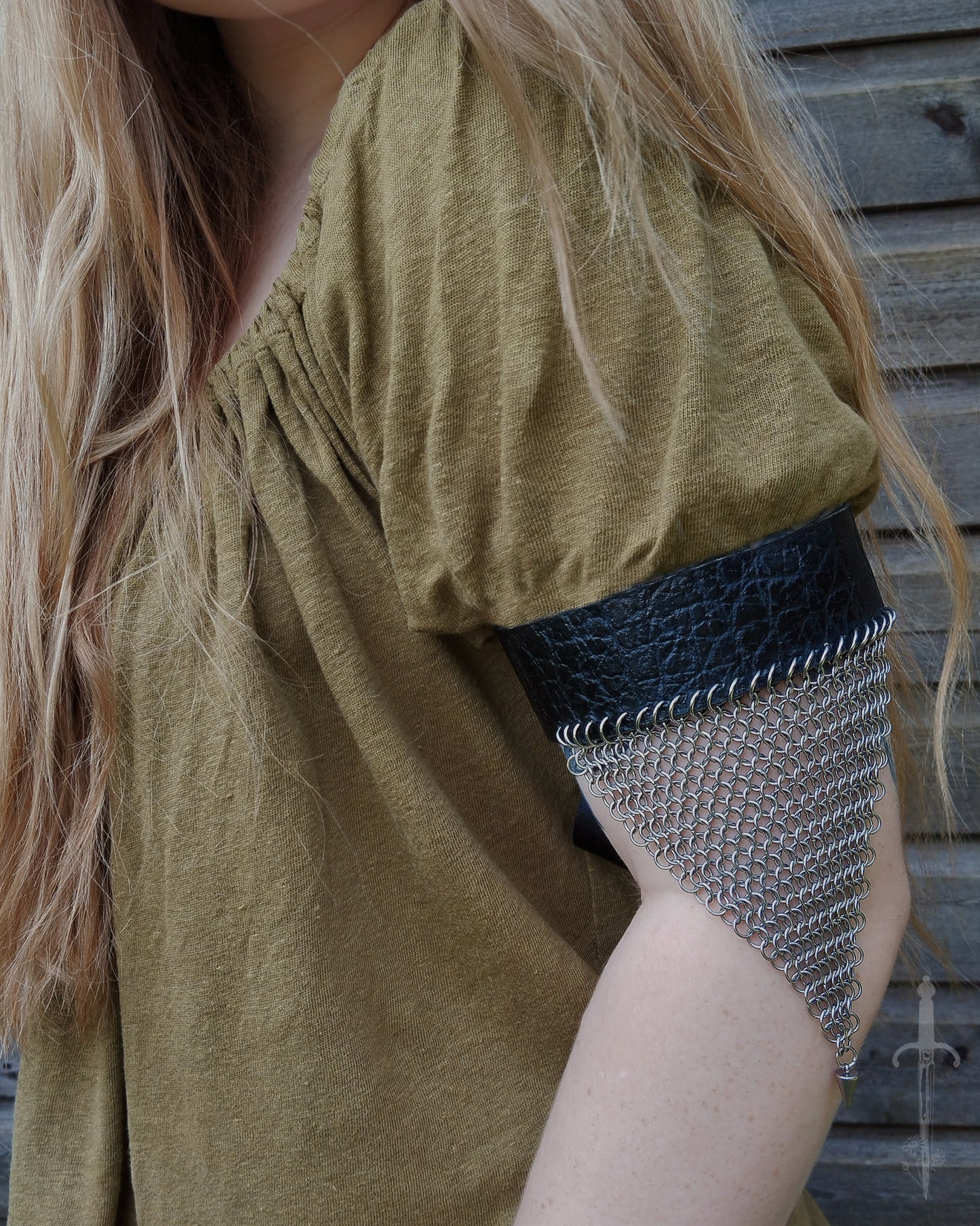One of a Kind - The Chainmail & Leather Armcuff & Necklace in Stainless Steel