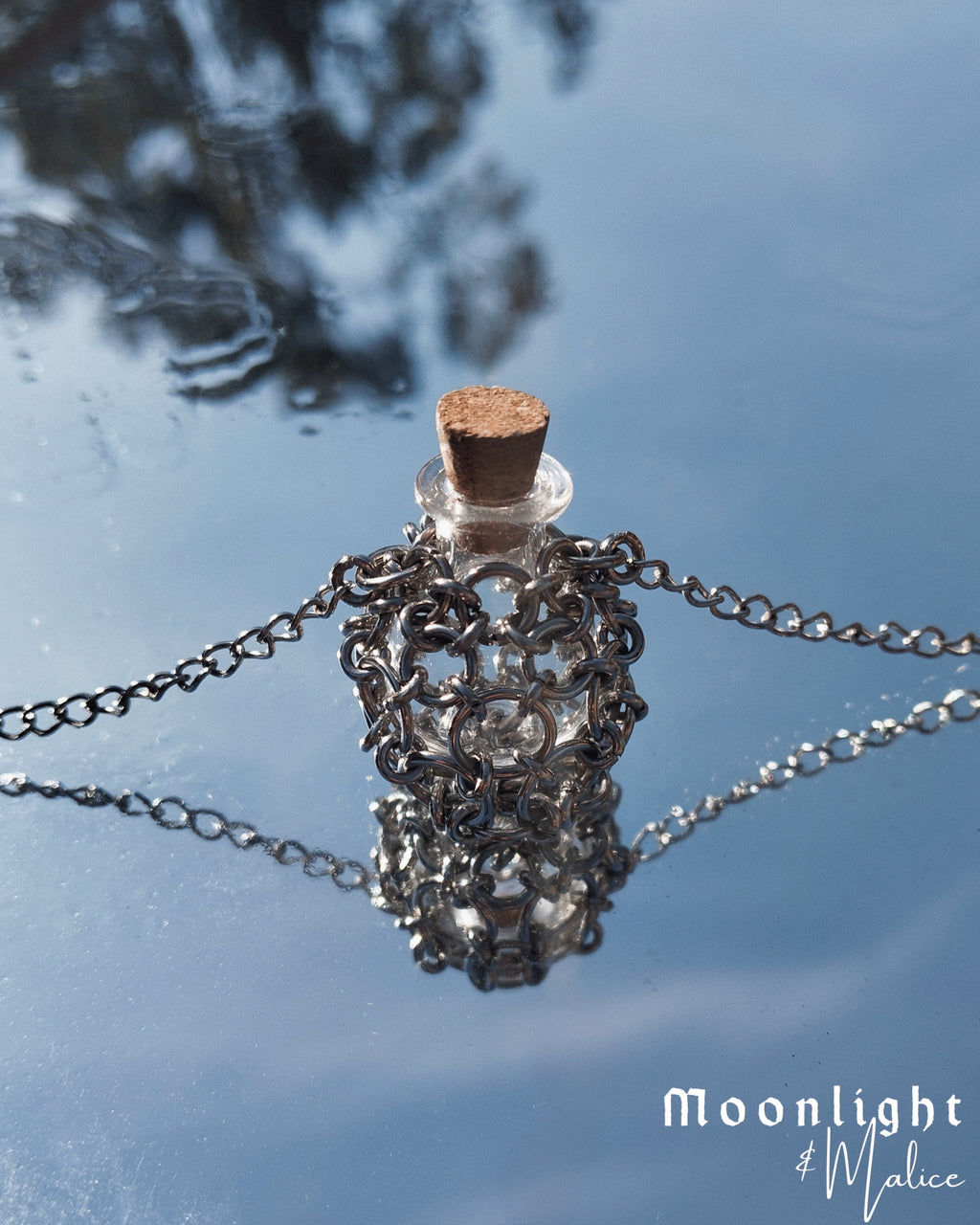 The Airmid Chainmail Pendant Necklace in Stainless Steel