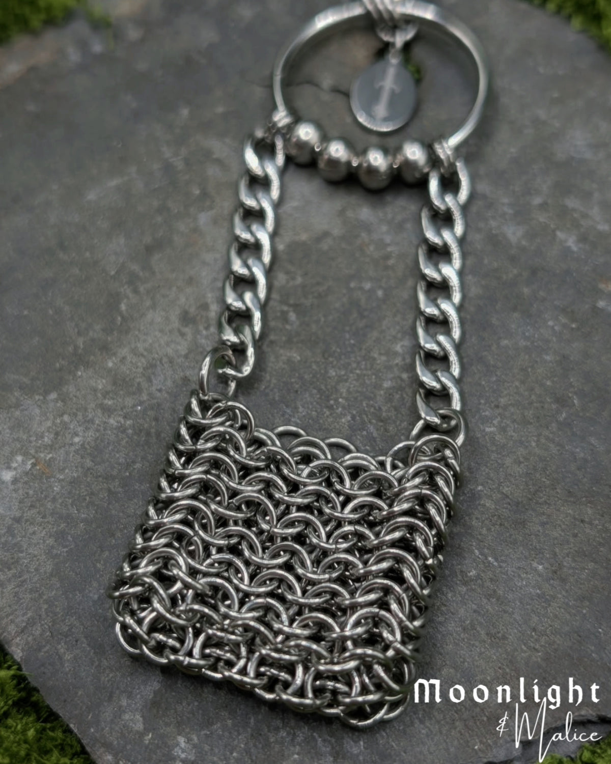 The Millie Chainmail Pouch Belt/Bag Charm in Stainless Steel