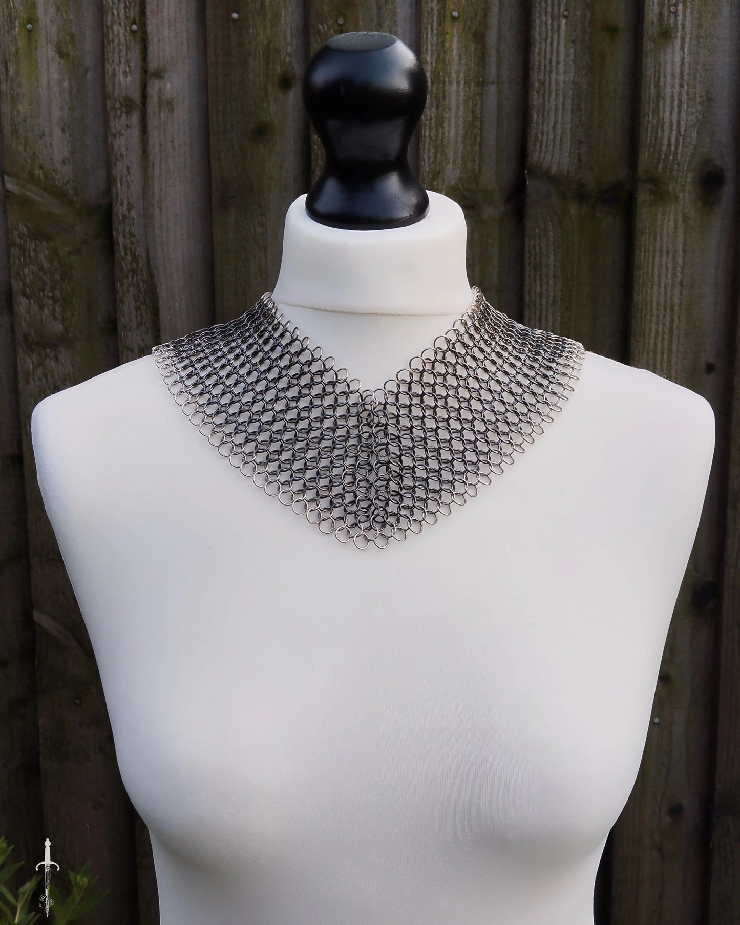 The Olivia Chainmail Collar in Gun Metal Black with Stainless Steel