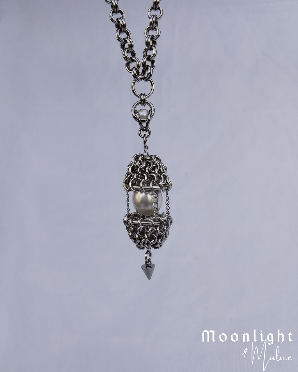 The Angel’s Egg Chainmail Pendant Necklace in Stainless Steel