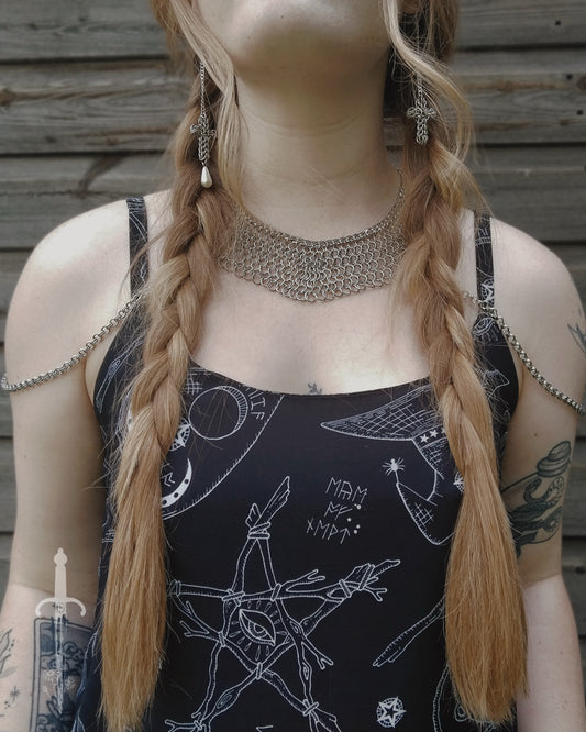 One of a Kind - The Warrior Chainmail Necklace with Shoulder Chains in Stainless Steel