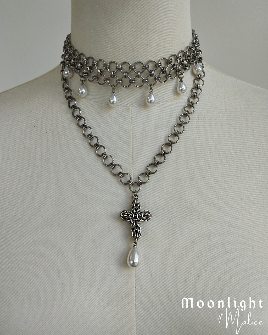 The Wishbone Chainmail Choker Necklace - One of a Kind