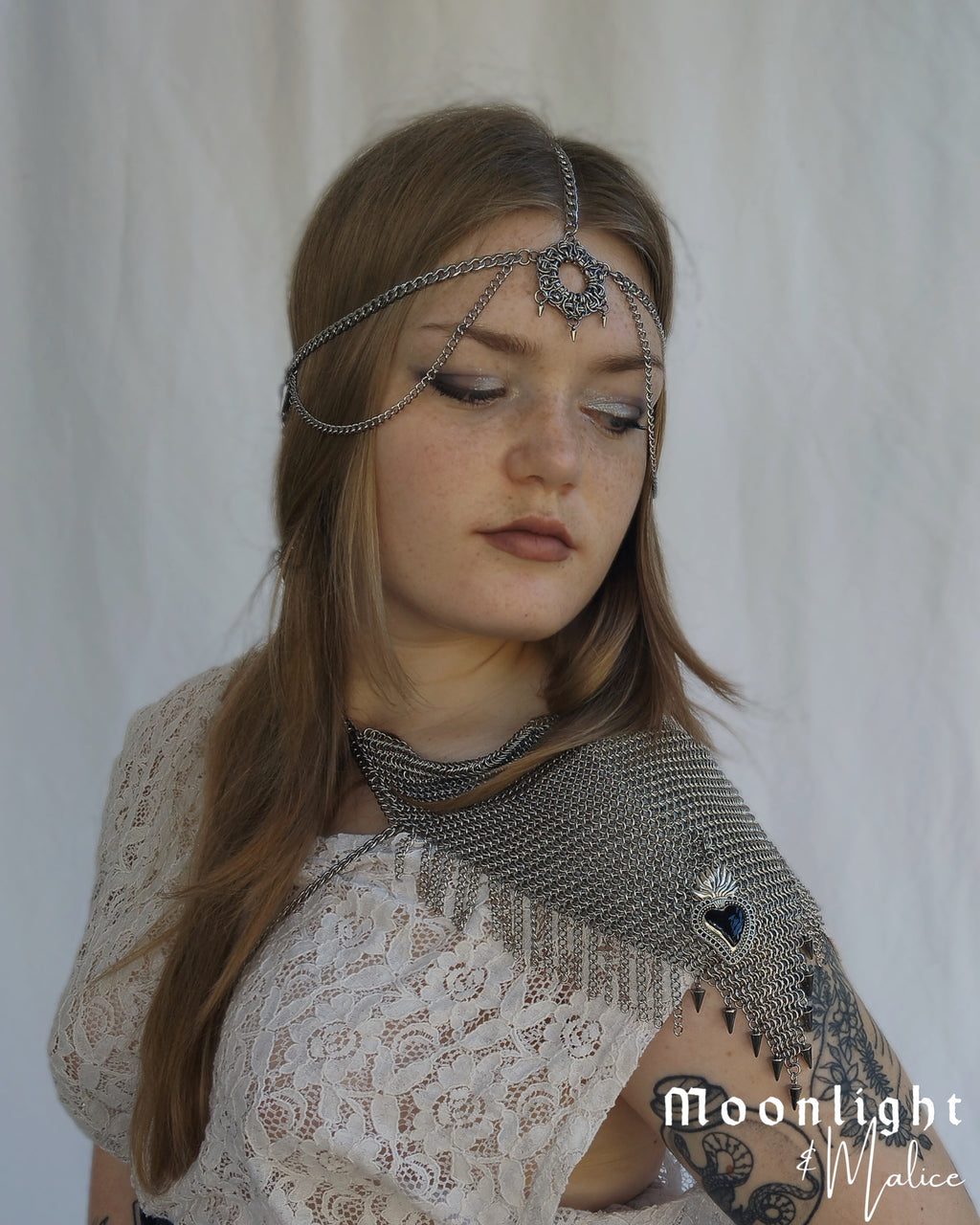 The Luminary Chainmail Head Piece in Stainless Steel - One of a Kind
