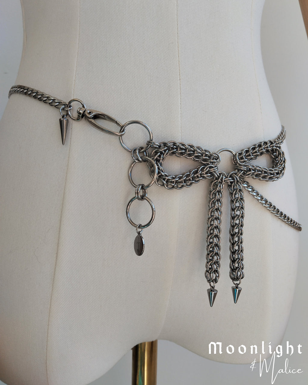 The Asymmetrical Bow Chainmail Belt Chain in Stainless Steel