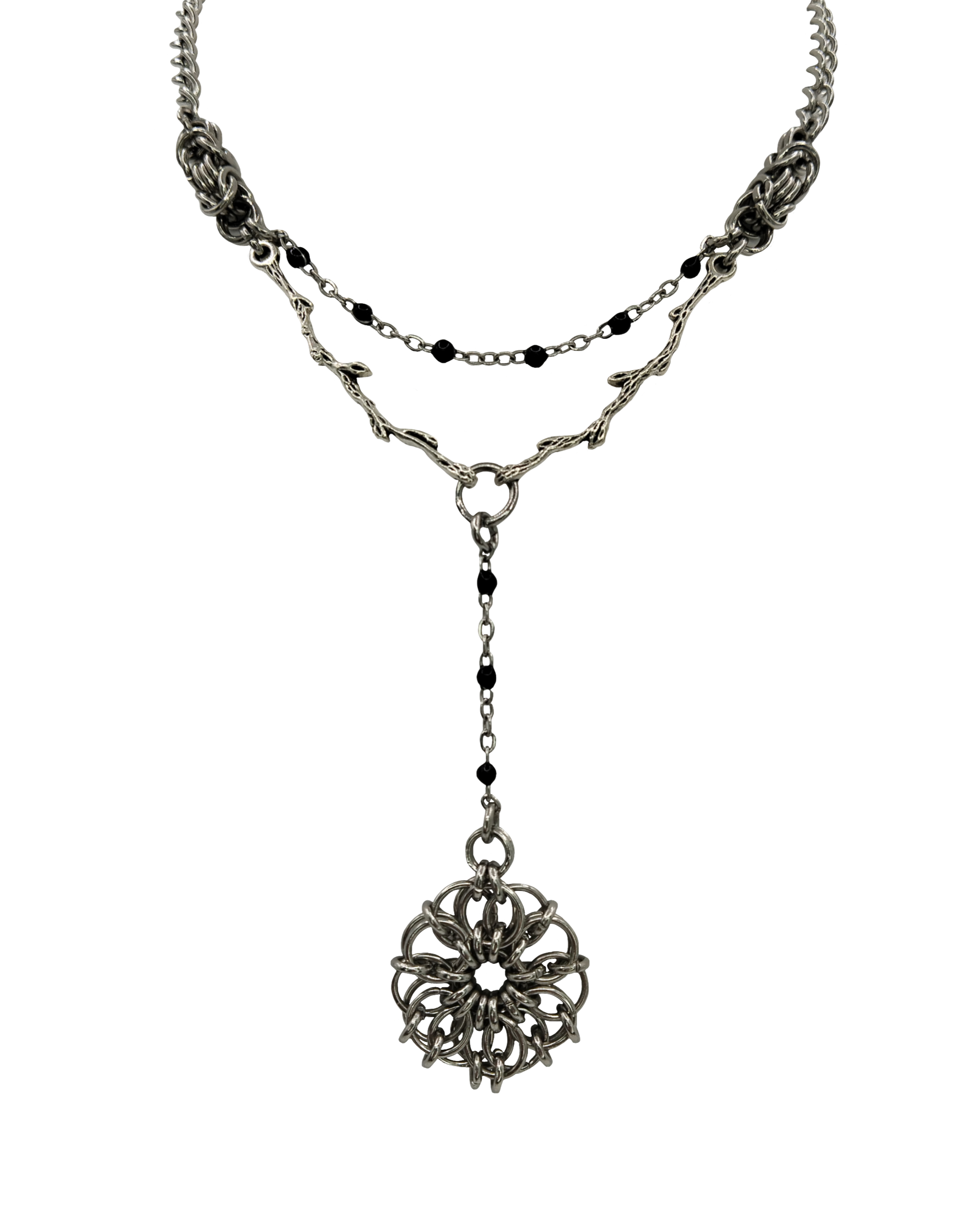 The Wild Daisy Chainmail Flower Necklace in Stainless Steel