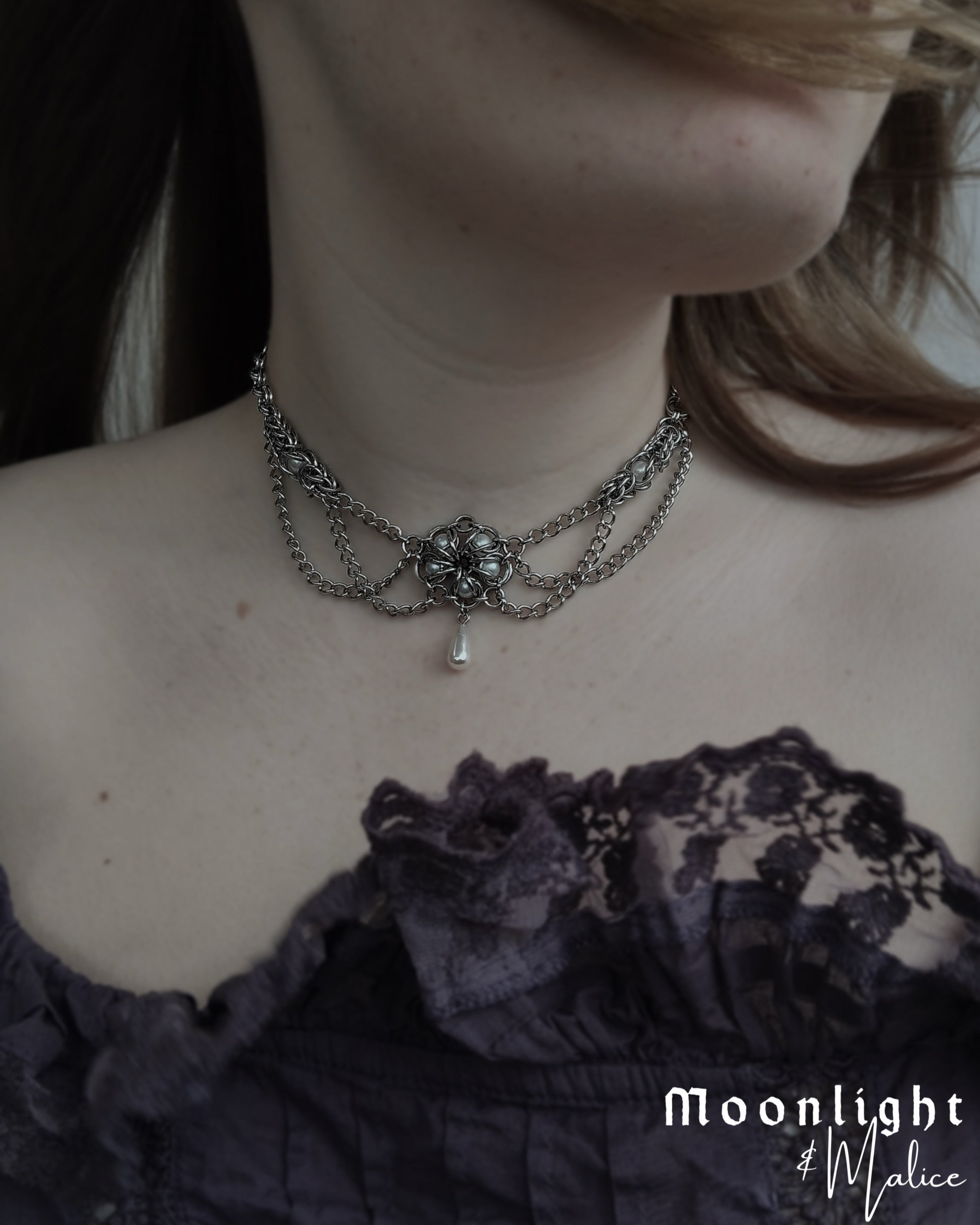 The Clytie Chainmail Choker Necklace in Stainless Steel