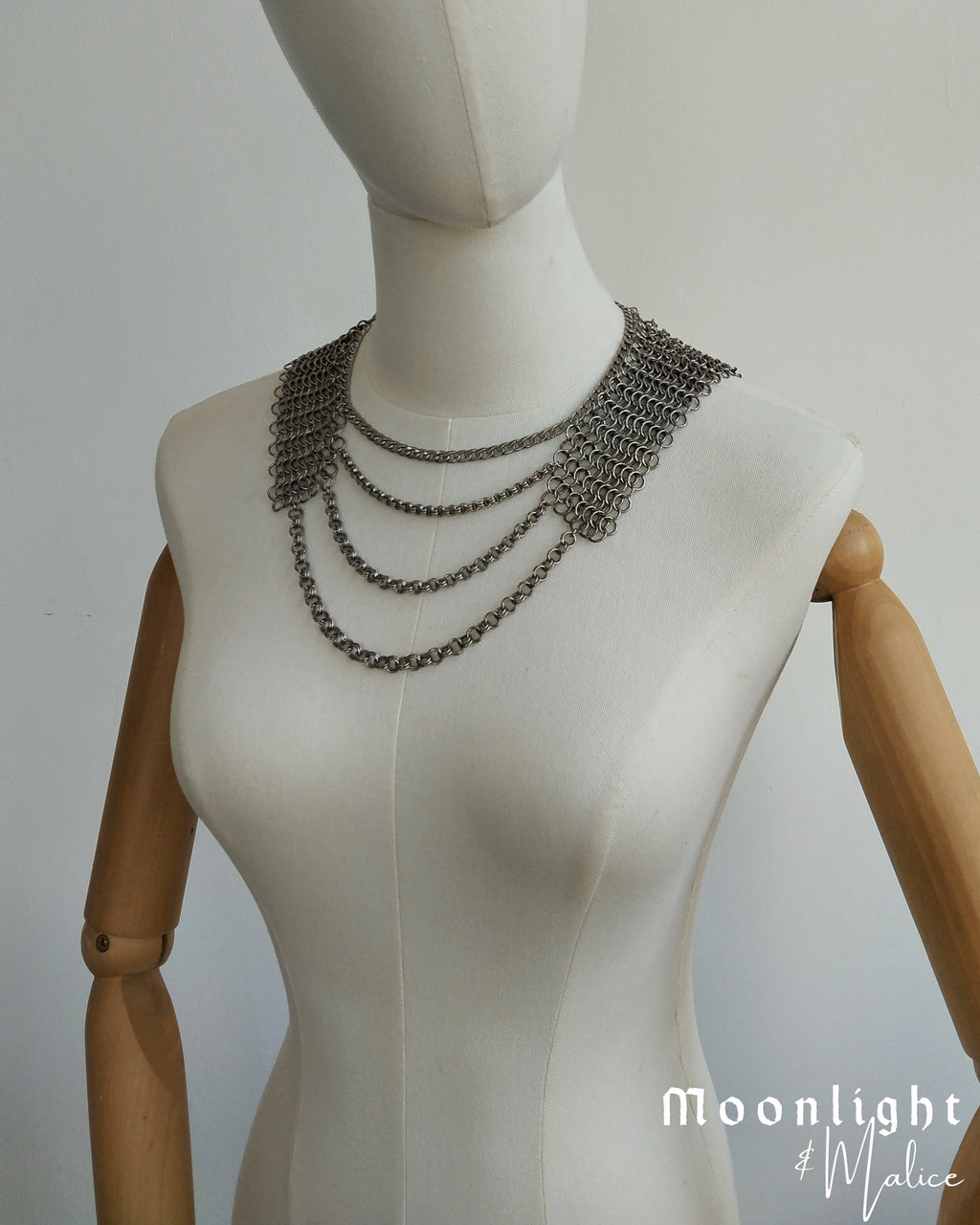 The Theia Chainmail Collar Necklace in Stainless Steel