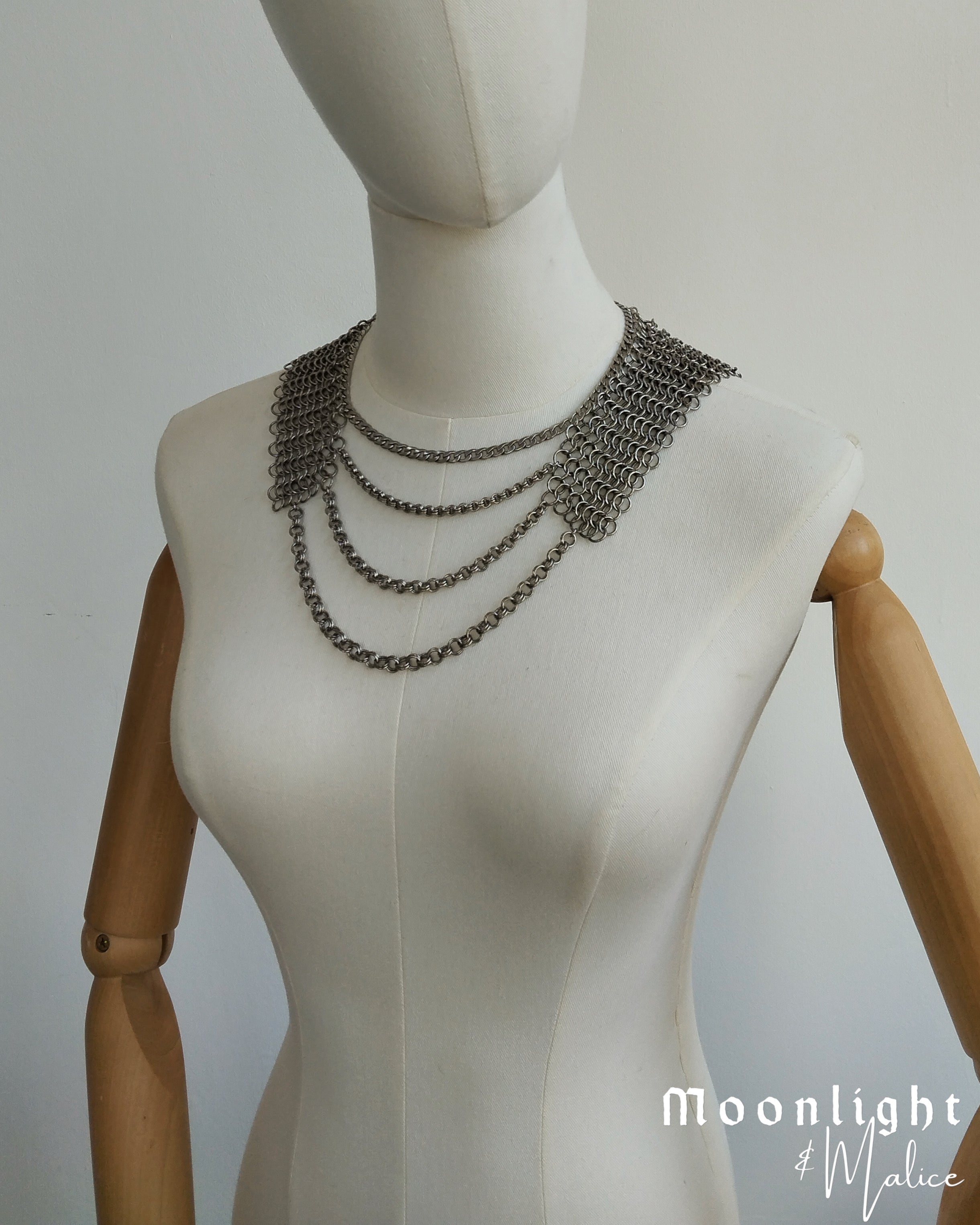 The Theia Chainmail Collar Necklace in Stainless Steel