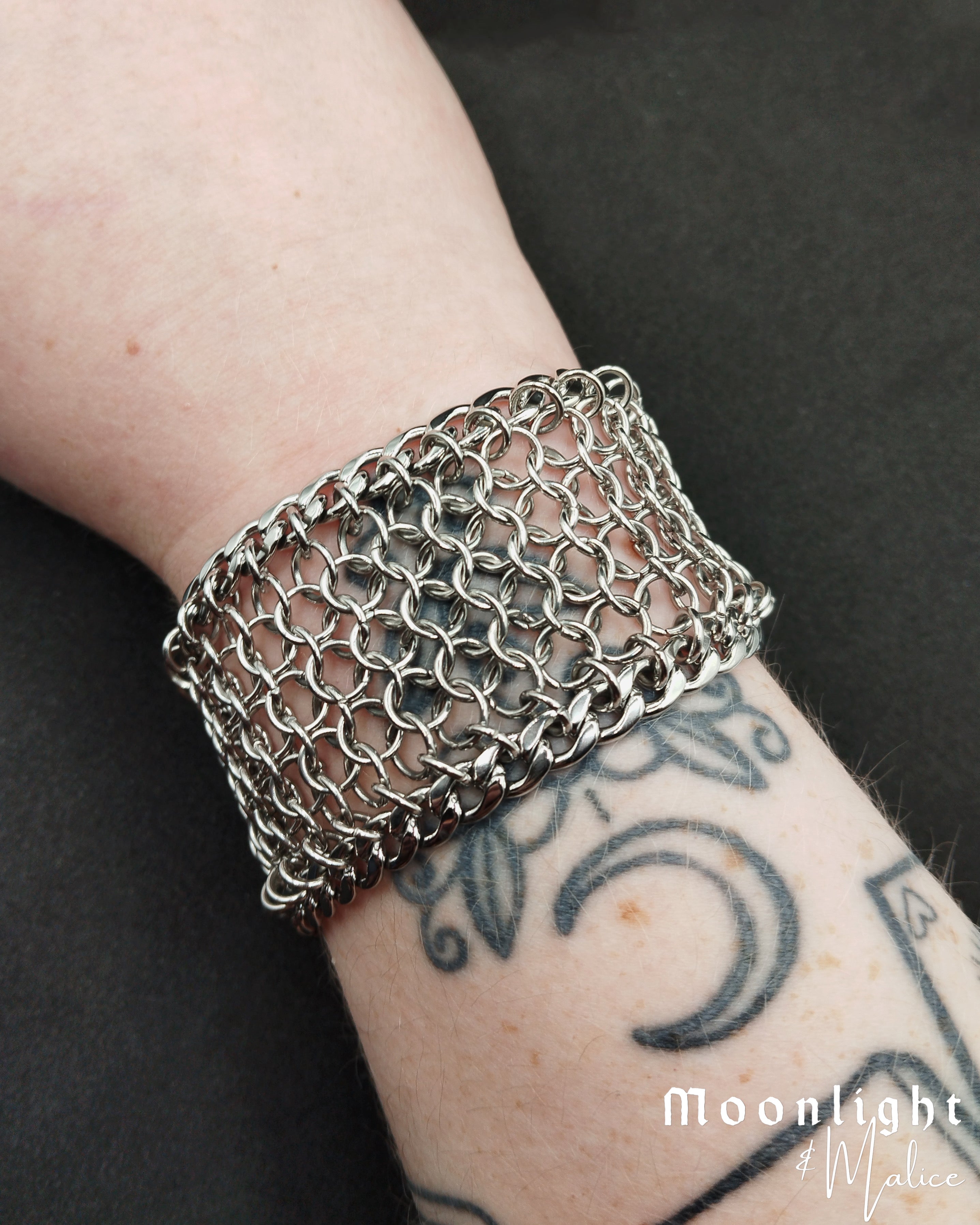 The Chainmail Cuff Bracelet in Stainless Steel