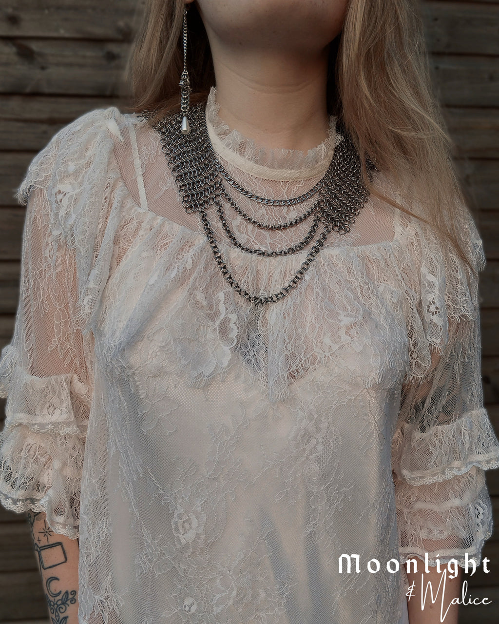 The Theia Chainmail Collar Necklace in Stainless Steel