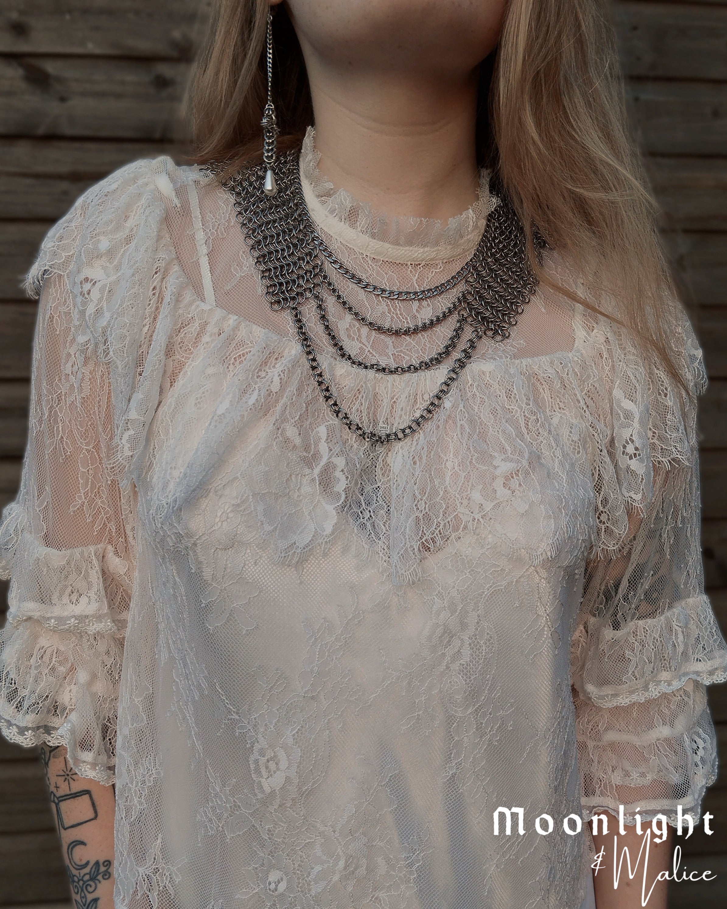 The Theia Chainmail Collar Necklace in Stainless Steel