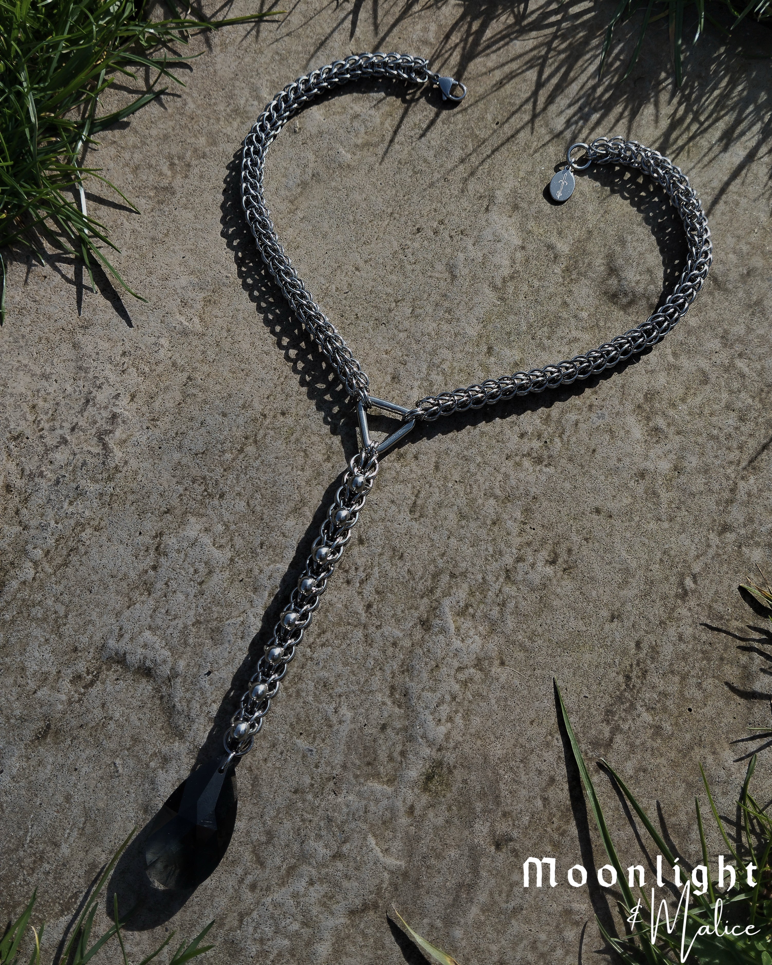 The Lenore Chainmail Pendant Necklace in Stainless Steel